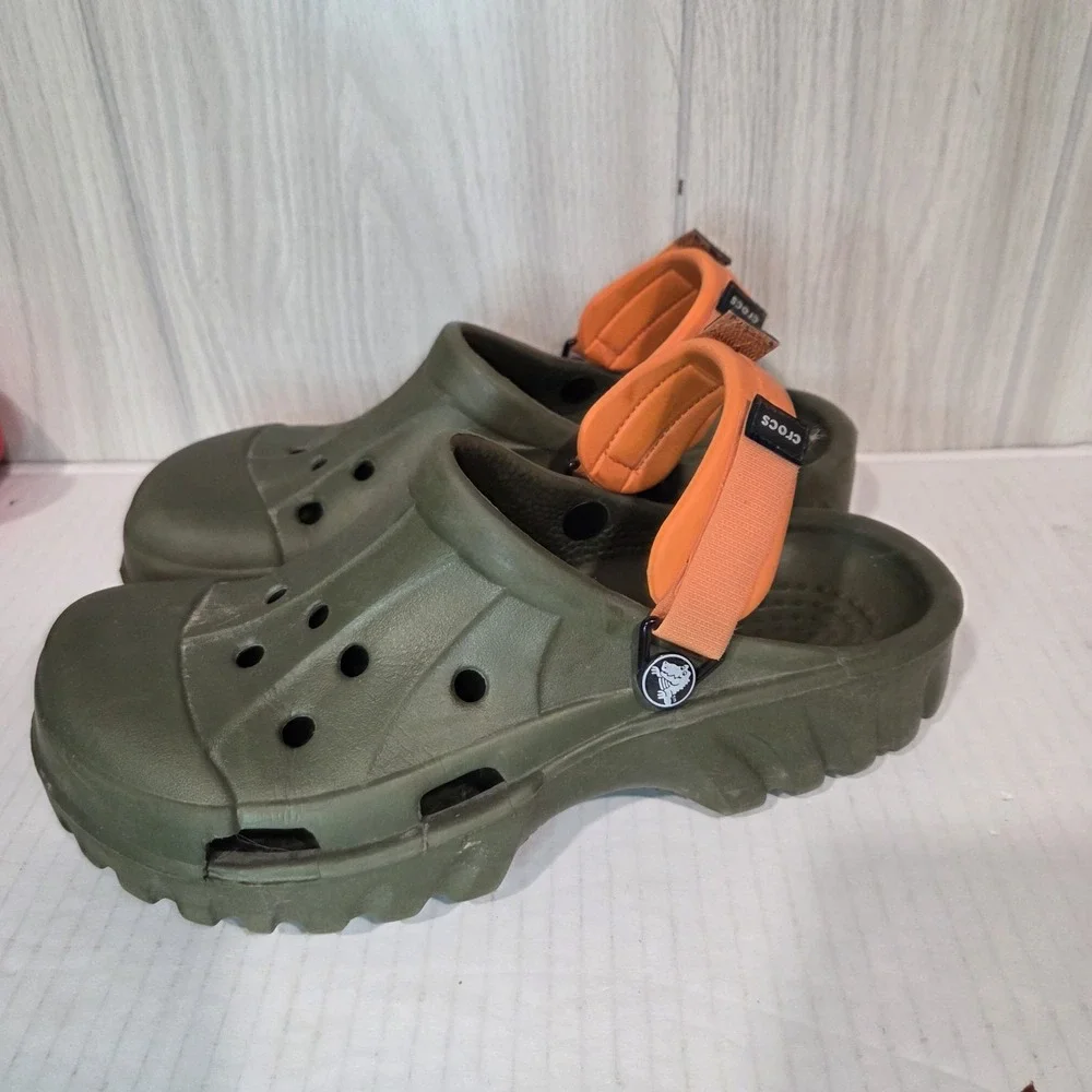Crocs Unisex Off Road Sport Green /Orange Slip On Clogs Shoe Size M7 /W9